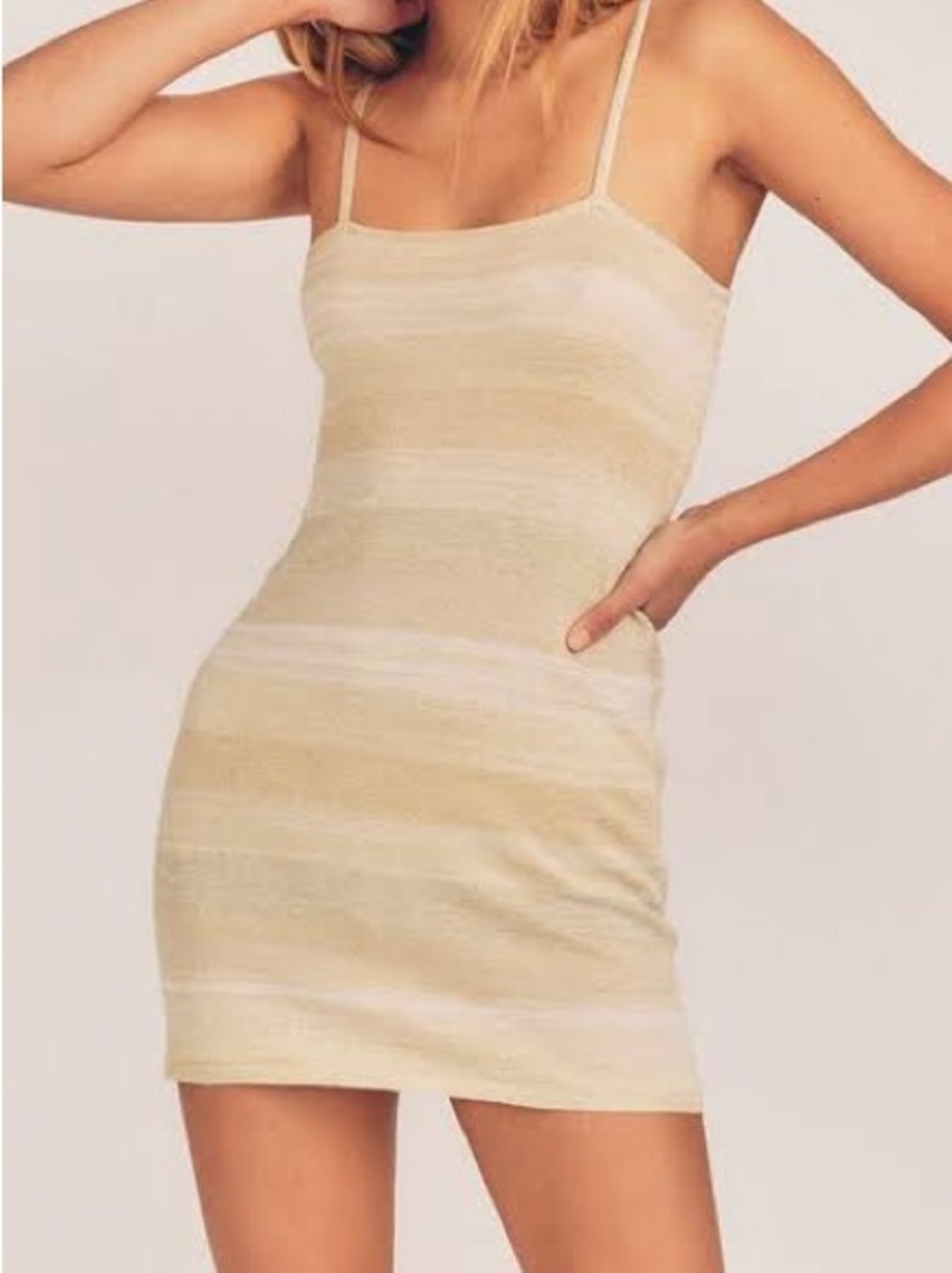 NWOT LoveShackFancy Beige and Cream Metallic Lessie Mini Dress
